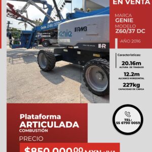 Plataforma articulada de combustión Genie Z60/37 DC 2016