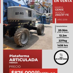Plataforma articulada híbrida Genie Z60/37 FE 2018